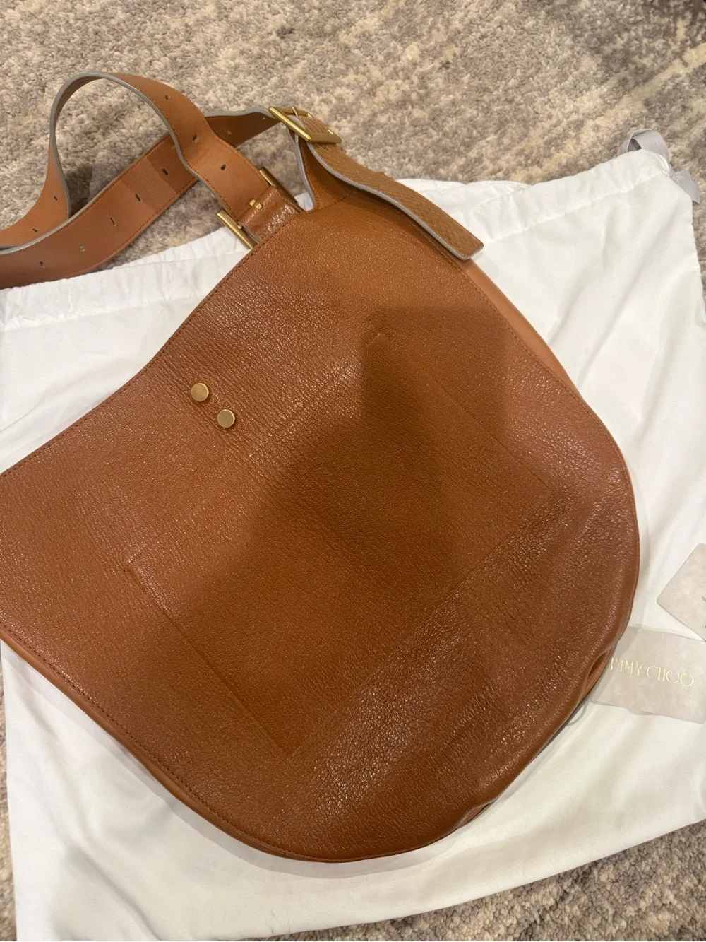Rare Vintage Jimmy Choo Cognac Leather Hobo with Snakeskin Pattern Strap